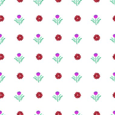 Boş vektör eli basılmış çiçek deseni çizdi