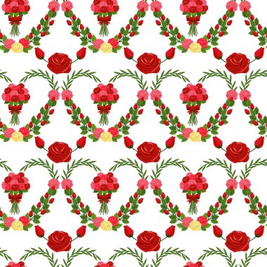 Serbest vektör el çizimi Sevgililer Günü deseni