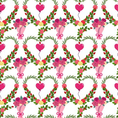 Serbest vektör el çizimi Sevgililer Günü deseni