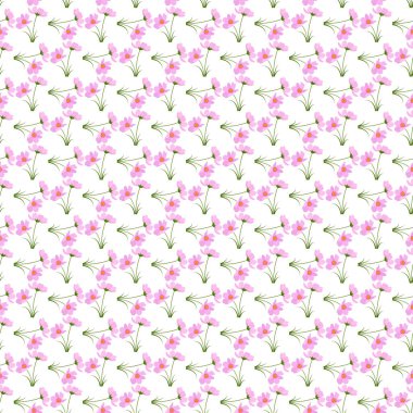 Elle çizilmiş çiçeklerle vintage biçiminde şirin vektör deseni