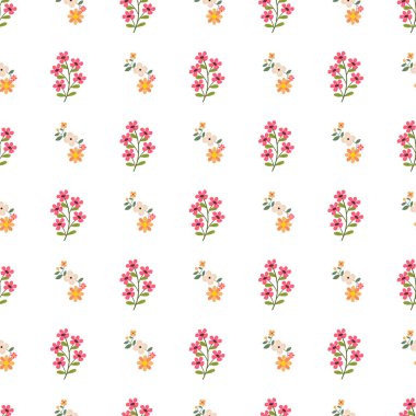 Serbest vektör düz tasarım küçük çiçek deseni tasarımı