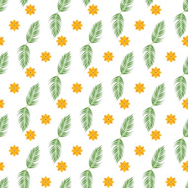 Klasik botanik desenli çiçekler ve yapraklar