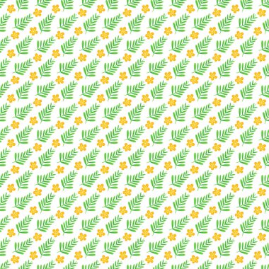 Klasik botanik desenli çiçekler ve yapraklar