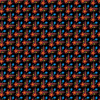 Renkli çiçek desenli duvar kağıdı baskısı