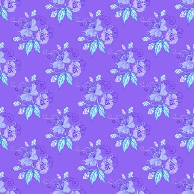 El çizimi renk arkaplanı olan küçük çiçek deseni