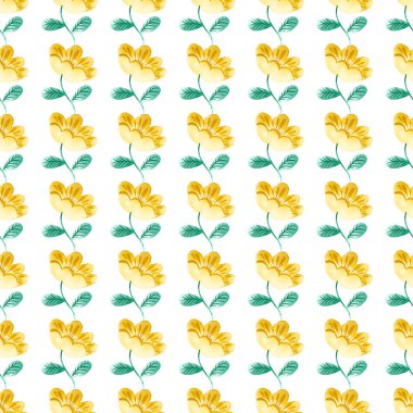 Suluboya Buketleri Kusursuz Vektör Deseni Tasarımı