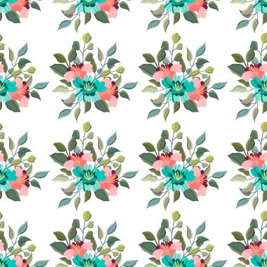 Suluboya Buketleri Kusursuz Vektör Deseni Tasarımı