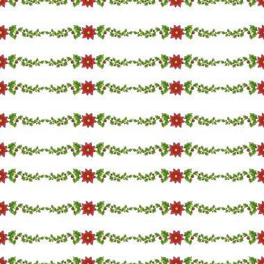 Çiçeklerle el çizimi Noel deseni tasarımı