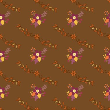 Sonbahar Çiçeği Çayırı Kusursuz Vektör Deseni Tasarımı