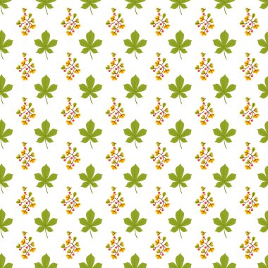 Sonbahar çiçekleri ve yapraklarıyla çiçek desenli..