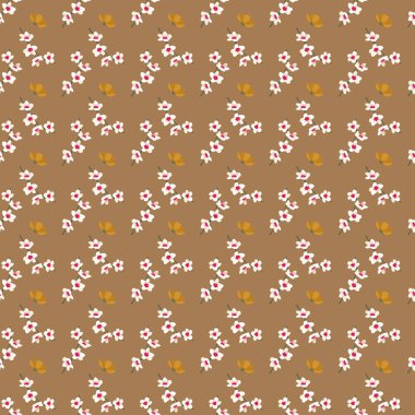 El çizimi düz küçük çiçek deseni