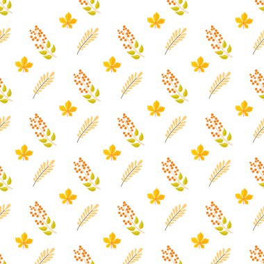 Sonbahar yaprakları yapraklar ve çiçek vektörü ile desen