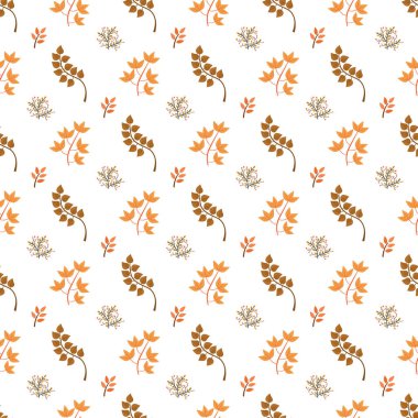 Sonbahar yaprakları yapraklar ve çiçek vektörü ile desen