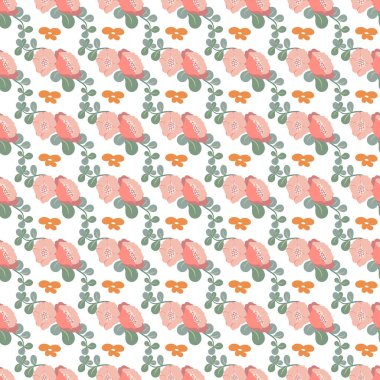 Düz çiçek desenli bahar çiçekleri dizaynı