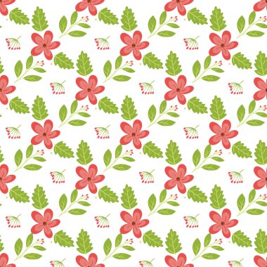 Yapraklı ve ökseotlu düz noel desenli tasarım