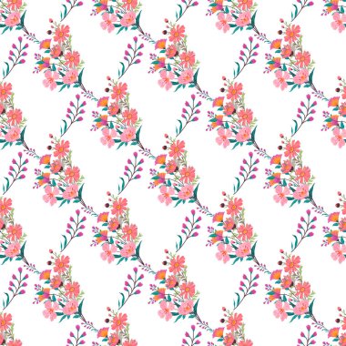 Beyaz arka planda çiçek açan çiçek desenli ücretsiz vektör botanik çizimi