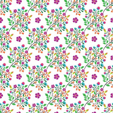 Beyaz arka planda çiçek açan çiçek desenli ücretsiz vektör botanik çizimi