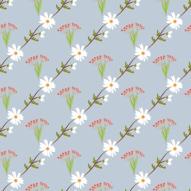 Arka planda el çizimi düz küçük çiçek deseni tasarımı .