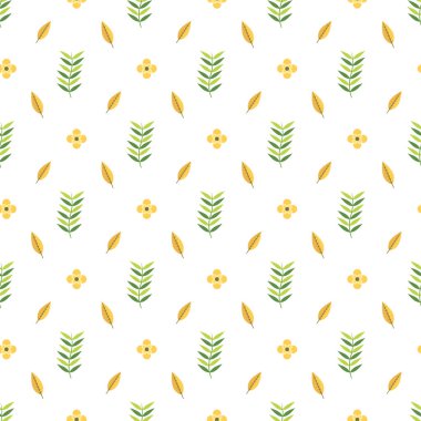 Kış Çiçekleri ve Neşeli Sprigleri Kusursuz Vektör Deseni Tasarımı