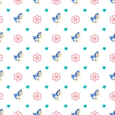 Kusursuz desenli, küçük bahar çiçekleri kır evi tarzında..