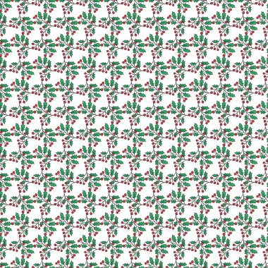Yapraklı ve böğürtlenli botanik Noel deseni.
