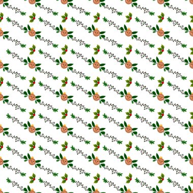 Holly Noel Kusursuz Vektör Deseni Tasarımı