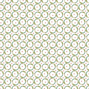 Noel çiçekleri, kutsal yapraklar ve küçük kar taneleriyle kusursuz kış vektör deseni..