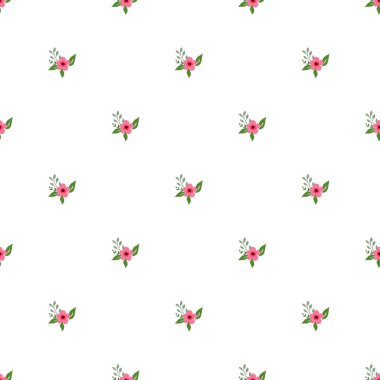 Bahar çiçekleri, çiçekler ve bitkilerle kusursuz biçimlendirilmiş vektör deseni.