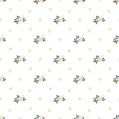 Çeşitli el yapımı Noel unsurları ve kusursuz bir tekrarı olan sevimli, parlak kış tatili deseni..