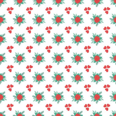 Çiçekler ve Sevgisiz Vektör Deseni Tasarımı