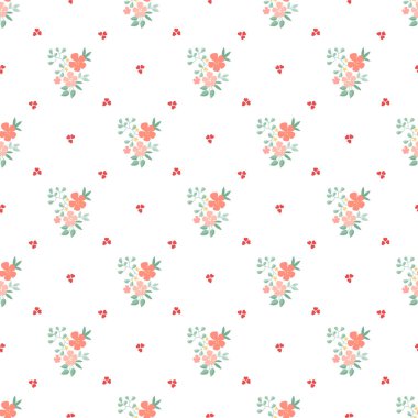 Çiçekler ve Sevgisiz Vektör Deseni Tasarımı
