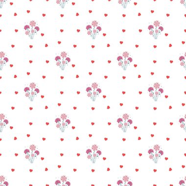 Çiçekler ve Sevgisiz Vektör Deseni Tasarımı