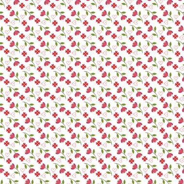 Çiçekler ve Sevgisiz Vektör Deseni Tasarımı