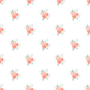 Çiçekler ve Sevgisiz Vektör Deseni Tasarımı