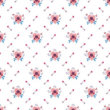 Aşk Çiçekleri Kusursuz Vektör Deseni Tasarımı