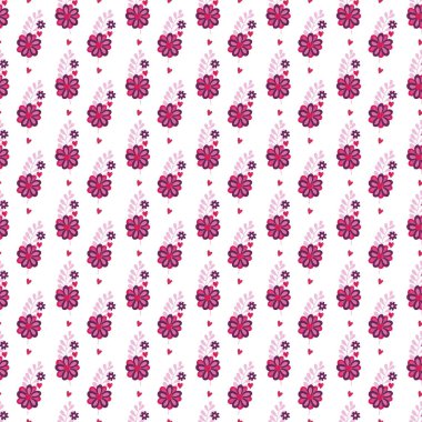 Aşk Çiçekleri Kusursuz Vektör Deseni Tasarımı