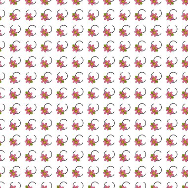 Yeşil yapraklı pembe çiçeklerin olduğu canlı, pürüzsüz bir desen. Tekstil, duvar kâğıtları ve dekorasyon için ideal.