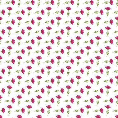 Yeşil yapraklı pembe çiçekleri, tekstil ürünleri, duvar kağıtları ya da yumuşak, çiçekli bir estetik gerektiren dijital arka plan için idealleri olan biçimsiz bir desen tasarımı..