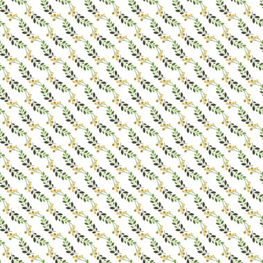 Yeşil yapraklar ve sarı böğürtlenlerden oluşan kusursuz bir desen. Tekstil tasarımı, duvar kâğıdı ya da yaratıcı projelerde arka plan için ideal. Cazibe ve zarafet ekleyen güzel bir düzen..