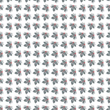 Canlı kırmızı böğürtlenli kutsal yapraklar şenlik dekorasyonu, hediye paketi ve bayram teması için ideal..