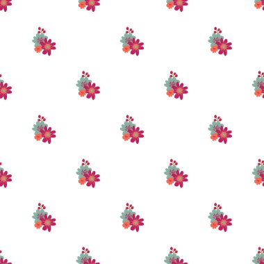 Canlı kırmızı ve turuncu çiçekli güzel bir desen. Artistik olarak temiz beyaz bir arkaplanda düzenlenmiş. Dekoratif projeler, tekstil ve dijital duvar kağıtları için uygundur.