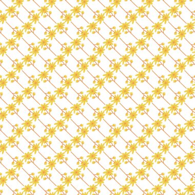 Beyaz arka planda çapraz dizilmiş sarı tropikal palmiye ağaçlarından oluşan canlı ve pürüzsüz bir desen. Duvar kağıtları, tekstil veya yaz temalı grafikler gibi çeşitli tasarım projeleri için mükemmeldir..