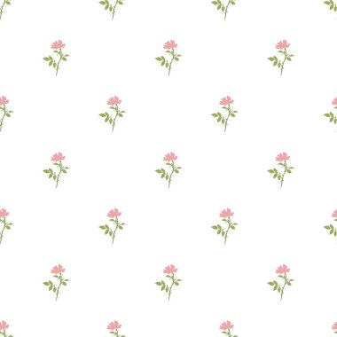 Zarif, pürüzsüz desenli pembe çiçekler ve yeşil yapraklı beyaz bir arka plan. Bu minimalist çiçek tasarımı duvar kağıtları, kırtasiye malzemeleri, hediye paketi veya tekstil projeleri için idealdir..