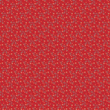 Canlı kırmızı bir zemin üzerinde karmaşık çiçek ve böğürtlen motifleri içeren kusursuz bir desen, şenlikli tasarımlar, hediye ambalajları veya klasik esinlenmiş projeler için ideal. Zarafet ve neşenin mükemmel dengesi..