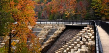 Foot Bridge at Bays Mountain Park, Kingsport, Tennessee, gives beautiful view of the Tennessee Fall foliage. clipart