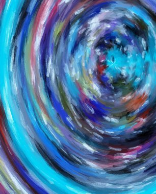 Lekeli renkler tüneli küçülen bir girdap içinde kaybolur. Mavi, turuncu, beyaz, kırmızı ve mor lekeler bu soyut tünelin duvarlarını oluşturur..