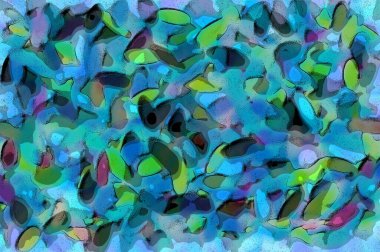 Abstract of pottery surface, with imbedded gemstones, makes for a colorful background of aqua, blue, green, pinks and purples antiqued with flecks of black. clipart