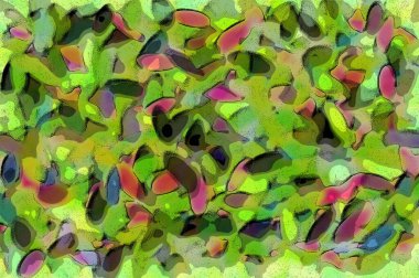 Abstract of pottery surface, with imbedded gemstones, makes for a colorful background of muted green, pinks and purples antiqued with flecks of black. clipart