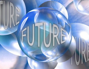 Look into the crystal ball and see your future.  Golden irredescent balls float through space.  Your future can be seen by just looking into each orb. clipart