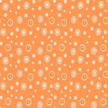Paisley arka plan, turuncu ve daireleri var. Renkler ve şekiller tek renkli..